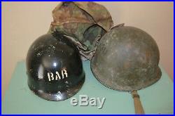 WWII USMC Fixed Bale Helmet withliner Frog CAMO Complete Korean War