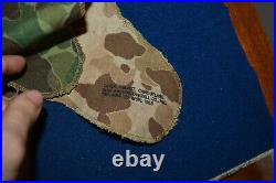 WWII USMC Frogskin Camo Helmet Cover 1953 Korean War Blue Anchor EGA Stenciled