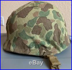 WWII WW2 Korean War M1 Helmet Frog skin Camouflage Camo USMC Marine EGA