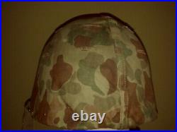 WWII WW2 USMC swivel Bale front seam helmet and liner with Korean War cover RARE