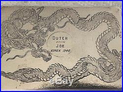 WWII era Chinese Korean War Sterling Silver Cigarette Case Dragon dated 1946