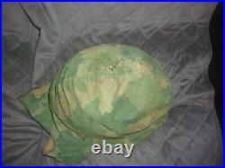 Ww2 -korean War Swivel Bail Helmet With Liner And Pacific Camo Cover