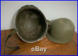 Wwii / Korean War Us M1 Front Seam Helmet Soldered Captain Bars